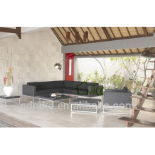 DE- (241) mobiliário de exterior sofá vime / rattan l em forma de sofá com mesa de canto